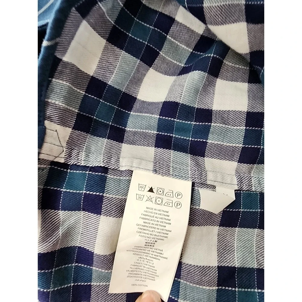 Michael Kors‎ Mens XXL Slim Fit Blue Check Button Down Shirt Long Sleeve